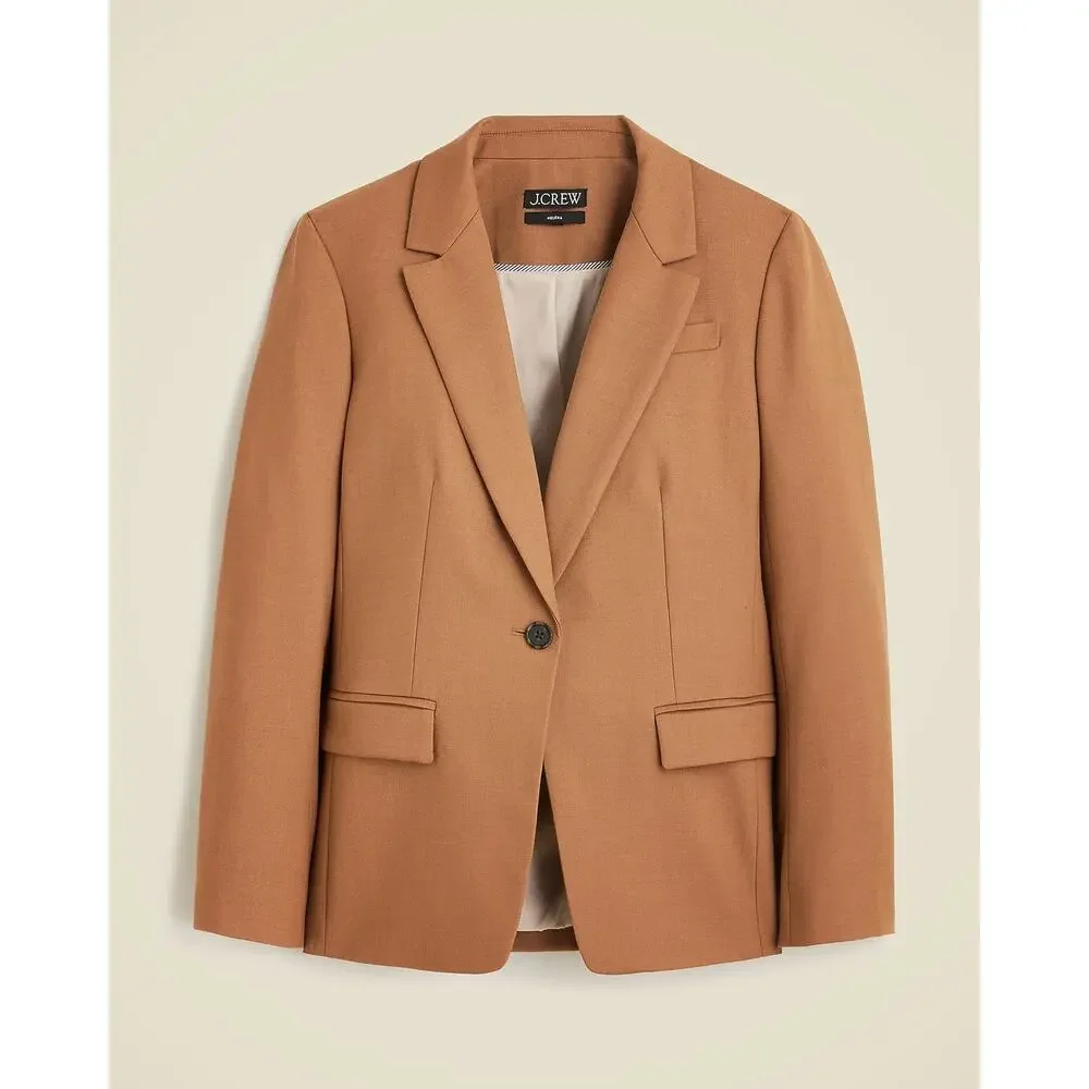 J. Crew Women's Helena Blazer in Wool-Blend Flannel Camel Brown Size 6 NWT